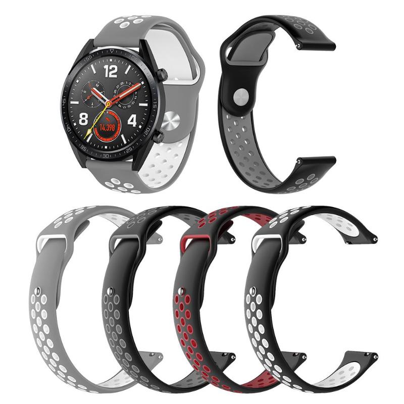 Double Color Silicone Porous Breathable Watchband Bracelet Wrist Strap Belt for Huawei Watch GT Honor Magic High Quality Strip - ebowsos