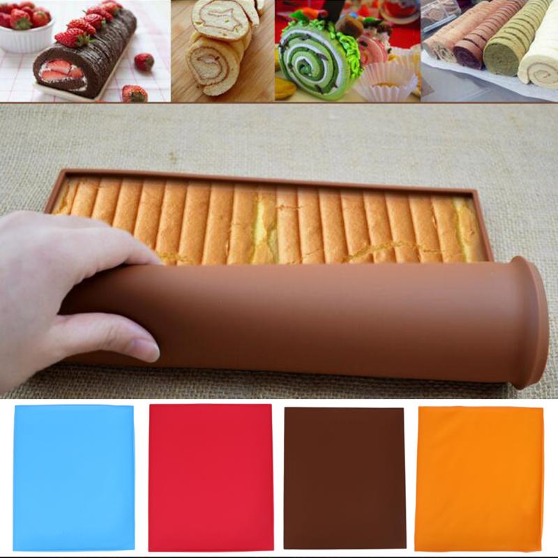 Double Face Silicon Oven Mate Rice Roll Cake Swiss Pad Bake Tool Non-stick Cake Rolling Maker Baking Tray Pad Kitchen Tools - ebowsos