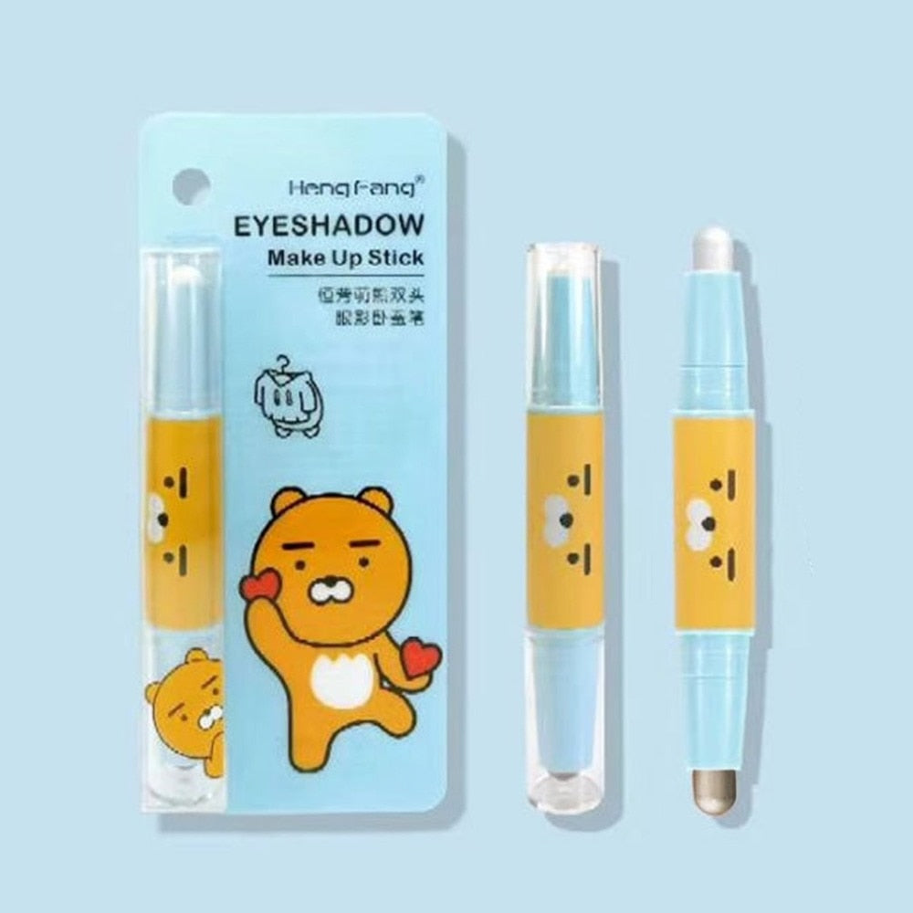 Double Head Eyeshadow Makeup Stick Long Lasting Waterproof Sweat-proof Highlight Shimmer Glitter Eyeshadow Pen Cosmetic Tool - ebowsos