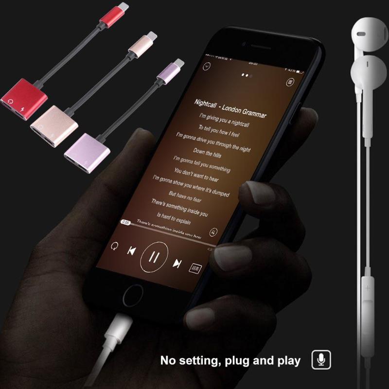 Double Jack Audio Adapter for iPhone 7/8/X Charging Music or Call For Headphone Audio Adapter Converter For iPhone Adapter New - ebowsos