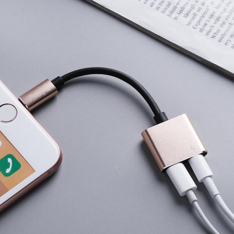 Double Jack Audio Adapter for iPhone 7/8/X Charging Music or Call For Headphone Audio Adapter Converter For iPhone Adapter New - ebowsos