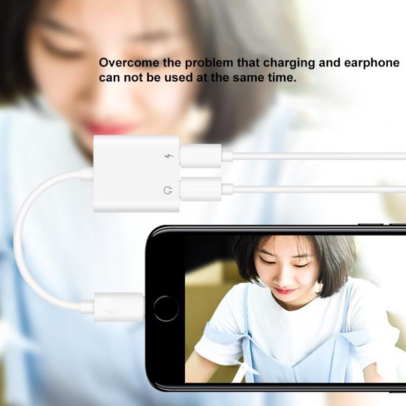 Double Jack Audio Adapter for iPhone 7/8/X Charging Music or Call For Headphone Audio Adapter Converter For iPhone Adapter New - ebowsos
