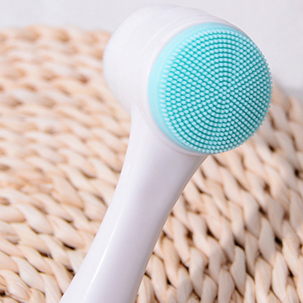 Double Sided Face Cleanser Brush Silicone Face Cleaning Vibration Massage Portable Size Face Wash Product Skin Care Tool - ebowsos
