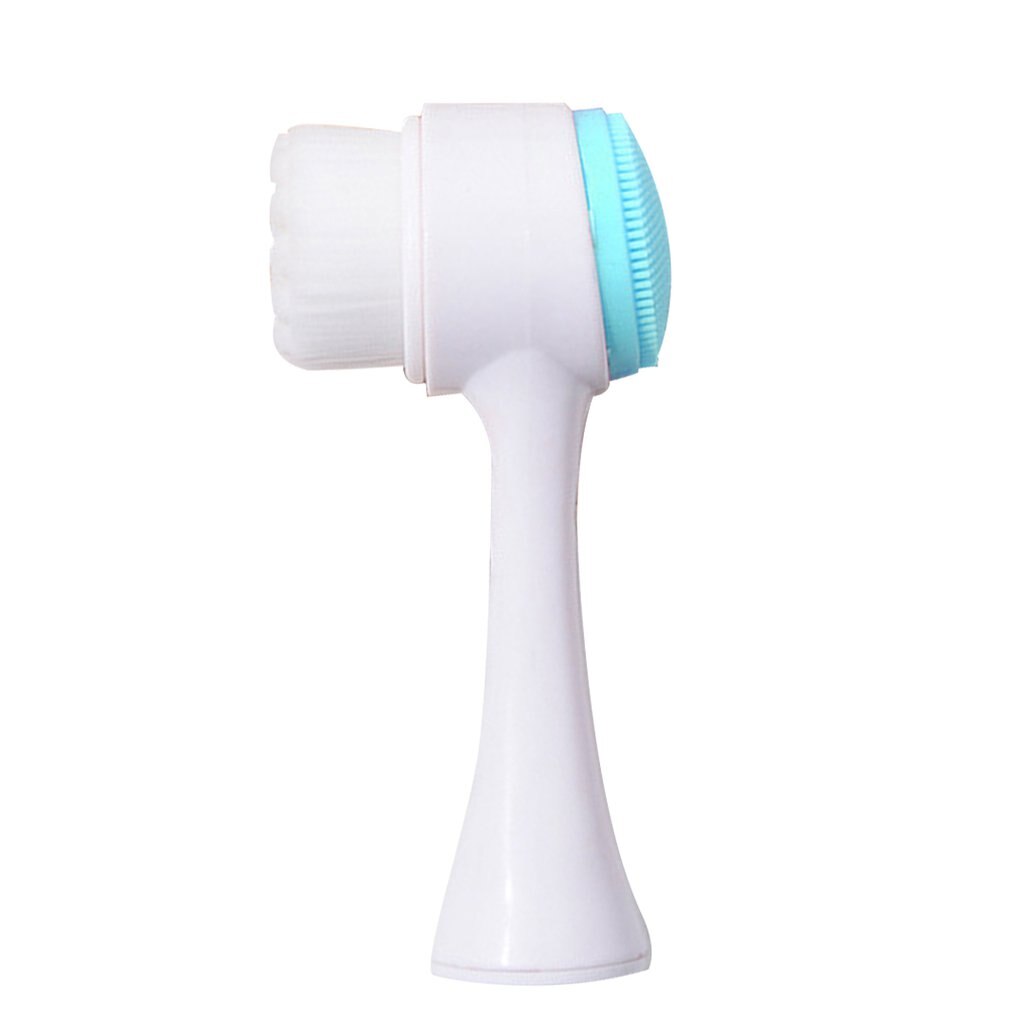Double Sided Face Cleanser Brush Silicone Face Cleaning Vibration Massage Portable Size Face Wash Product Skin Care Tool - ebowsos