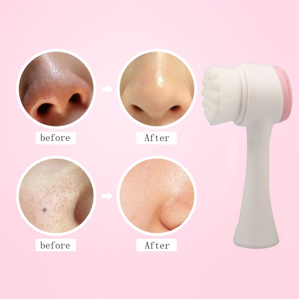 Double Sides Silicone Facial Cleansing Brush Portable Size 3D Face Cleaning Massage Tool Facial Vibration Skin Care Brush - ebowsos