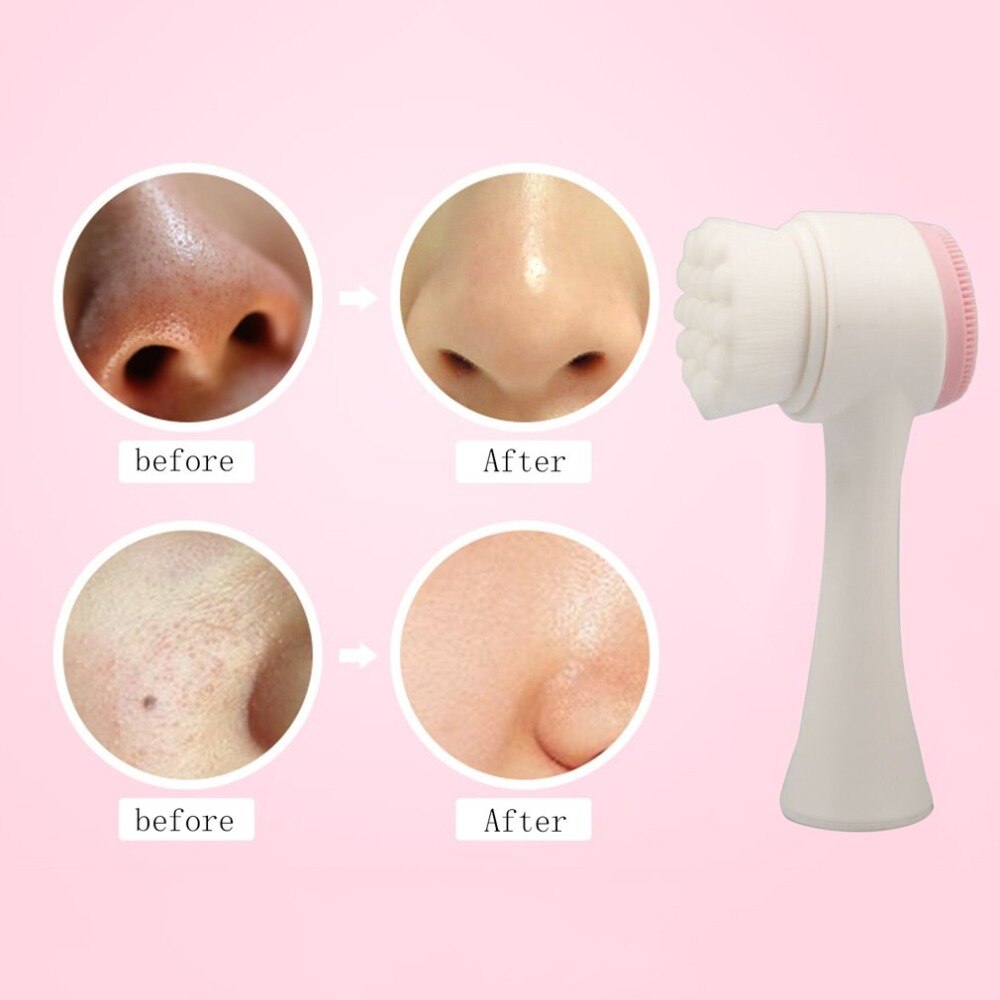 Double Sides Silicone Facial Cleansing Brush point noir 3D Face Cleaning Massage Tool blackhead remover skin tag removal - ebowsos