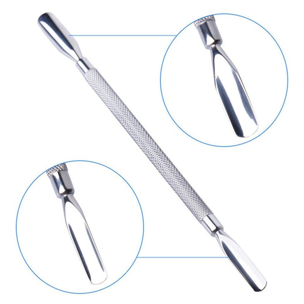 Double headed Stainless Steel Cuticle Pusher Remover Finger Dead Skin Push Nail Care Nail Art Tool - ebowsos
