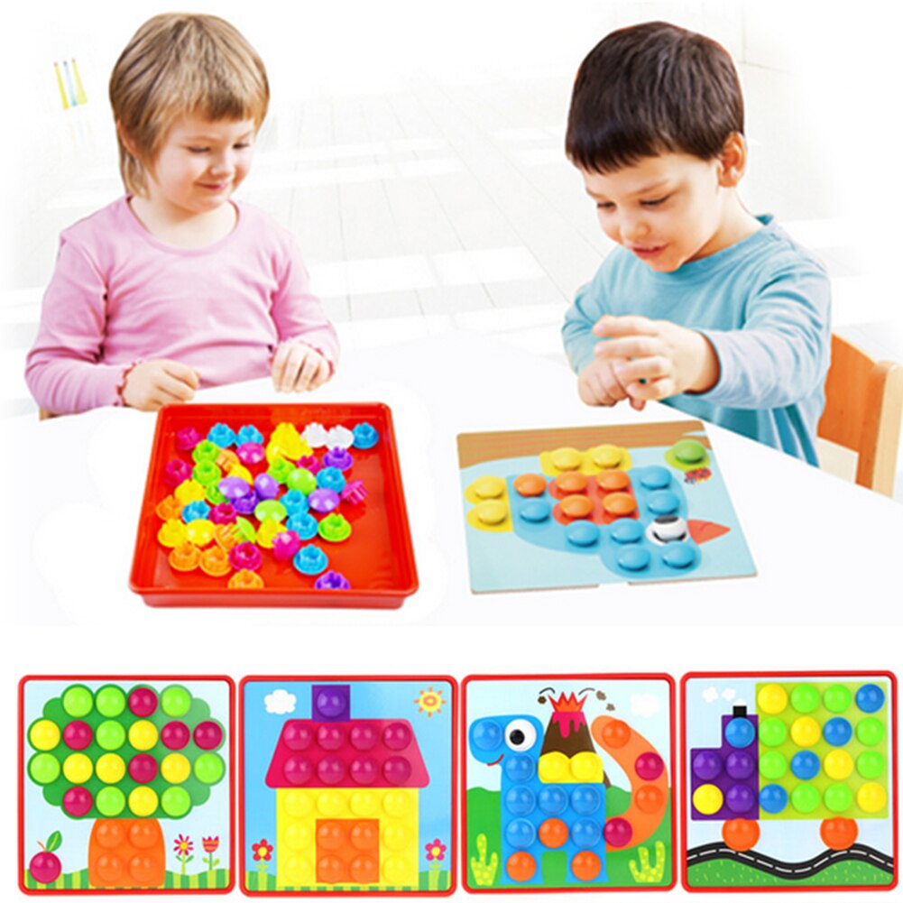 Drop Shipping Genuine Creative 3D Mushroom Nail Kit Puzzle Toy For Children Composite Picture Puzzle Mosaic Educational Art Toy-ebowsos