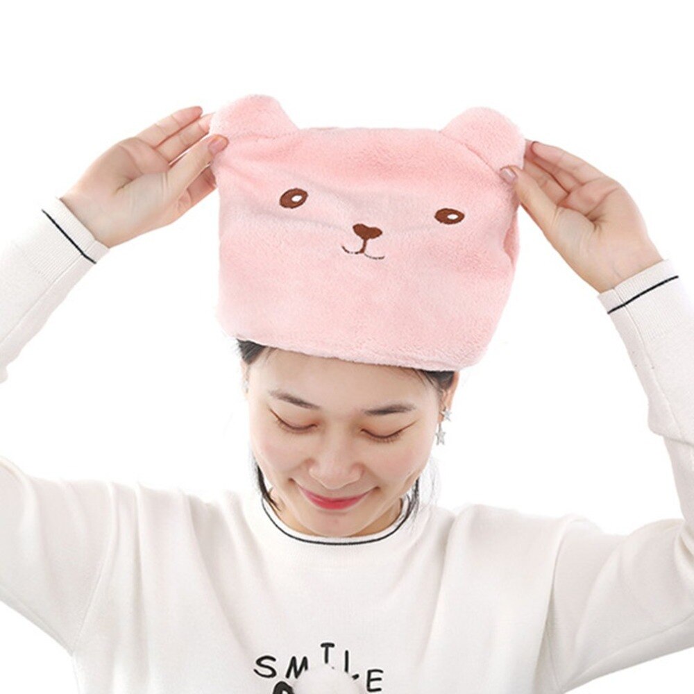 Dry Hair Hat Soft Velvet Drying Towel Hair Quickly Dry Hat Strong Water Absorption Towel Cap with Cute Animal Style - ebowsos