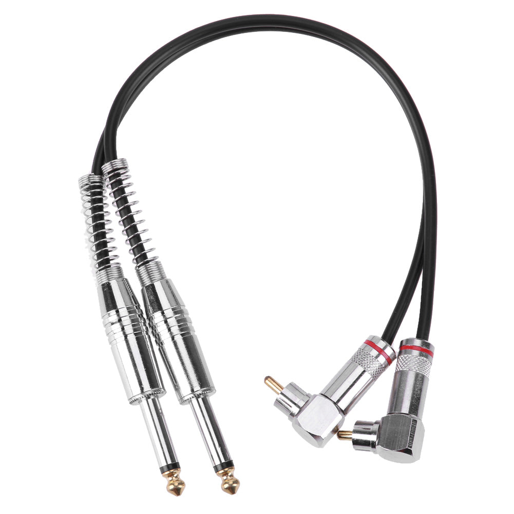 Dual 6.35mm to Dual 90 degree RCA Cable Male to Male Metal Connector for Microphone DVD Speaker Amplifier Stereo Audio Cable - ebowsos