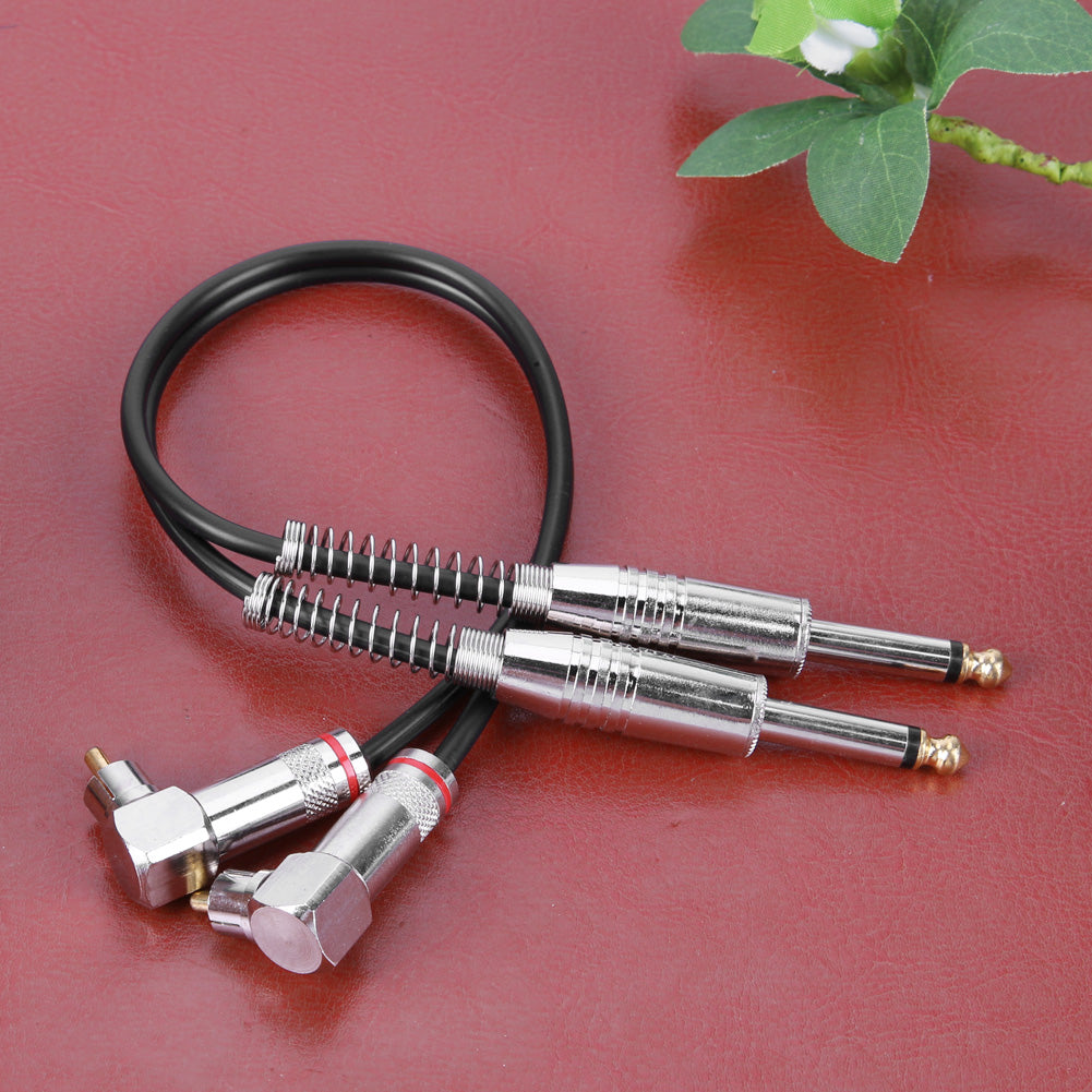 Dual 6.35mm to Dual 90 degree RCA Cable Male to Male Metal Connector for Microphone DVD Speaker Amplifier Stereo Audio Cable - ebowsos