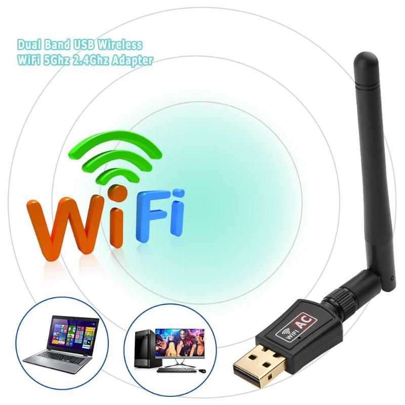 Dual Band 802.11ac USB Wireless WiFi 5Ghz 2.4Ghz 433Mpbs Signal Reciever Transmitter Adapter Network Card for Laptop PC - ebowsos