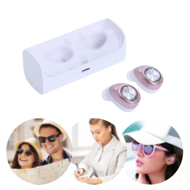 Dual Bluetooth 4.2 In-Ear Wireless Earbuds Headset Earphone Built-in MIC A2DP /AVRCP Audio Processing System & Charger Dock - ebowsos
