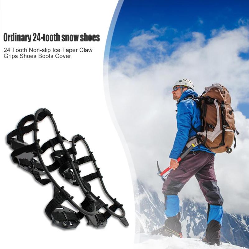 Durable Crampons Shoe Covers Delicate Design 24 Teeth Crampons Ice Climbing Shoes Cover Non-slip Mud Shoe Spiked Grips Cleats-ebowsos