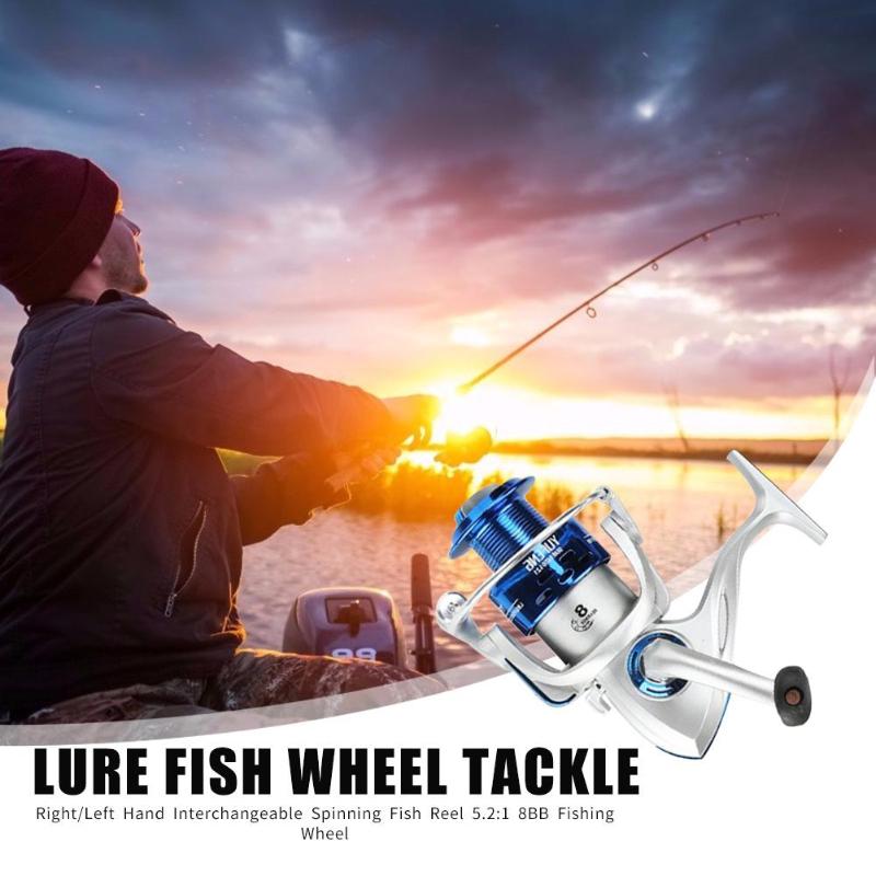 Durable Fishing Reels Portable Wear-resistant 5.2:1 Speed Ratio Line Lure Fish Reel Left Right Hand 8BB Spinning Fishing Reels-ebowsos