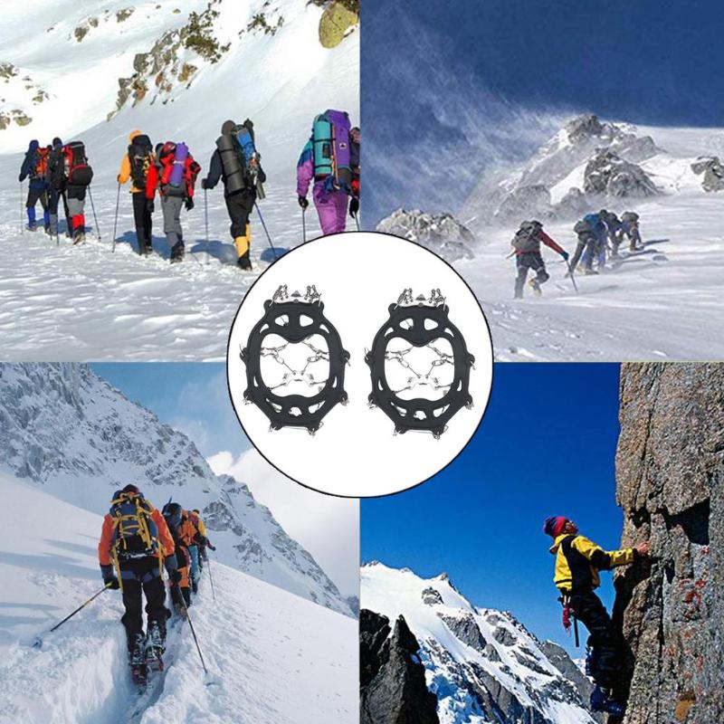 Durable Shoe Crampons Wear-resistant 19 Teeth Crampons Anti Slip Outdoor Climbing Walk Traction Cleats Ice Snow Grips-ebowsos