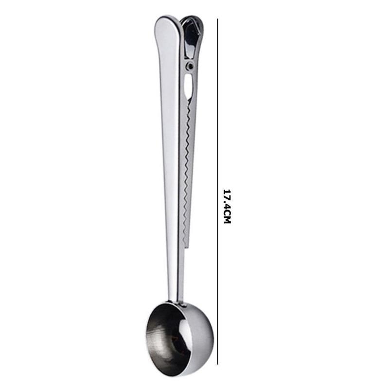 Durable Stainless Steel Ground Tea Coffee Spoons with Portable Bag Sealing Clip Safety Non-toxic 100% Brand-New Health - ebowsos