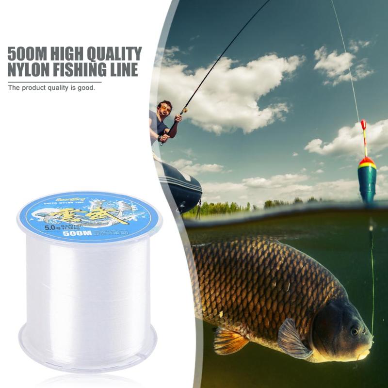 Durable Super Strong 500m Carp Fishing Gears Nylon Fishing Rope Line Pulling Force 7.365kg Subline Invisible White for Outdoor-ebowsos