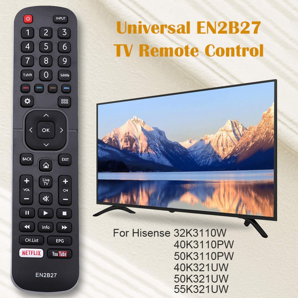 EN2B27 TV Smart Remote Control Replacement for Hisense 32K3110W 40K3110PW 50K3110PW 40K321UW 50K321UW 55K321UW - ebowsos