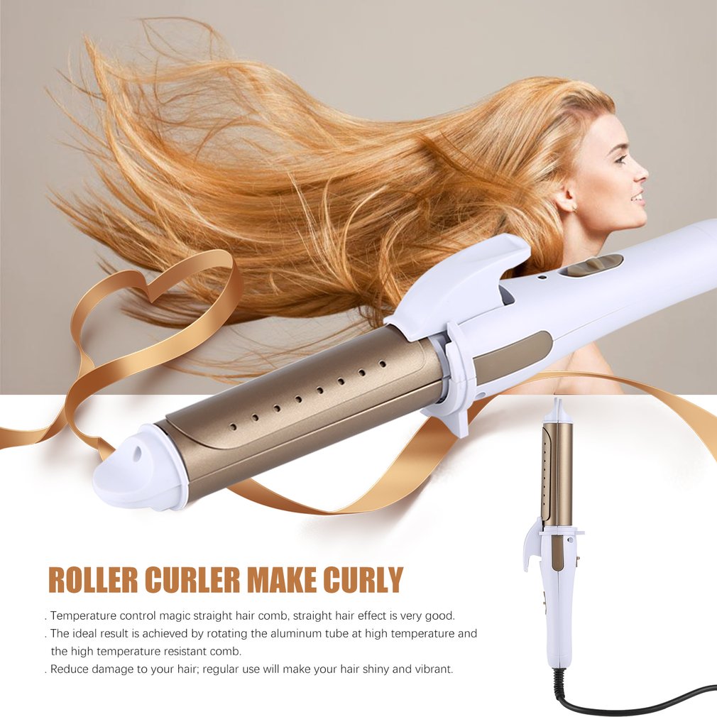 EU PLUG Spin Curl Salon Styling Tools Roller Curler Make Curly Hair Diffuser Roll straight hair straight hair curling - ebowsos