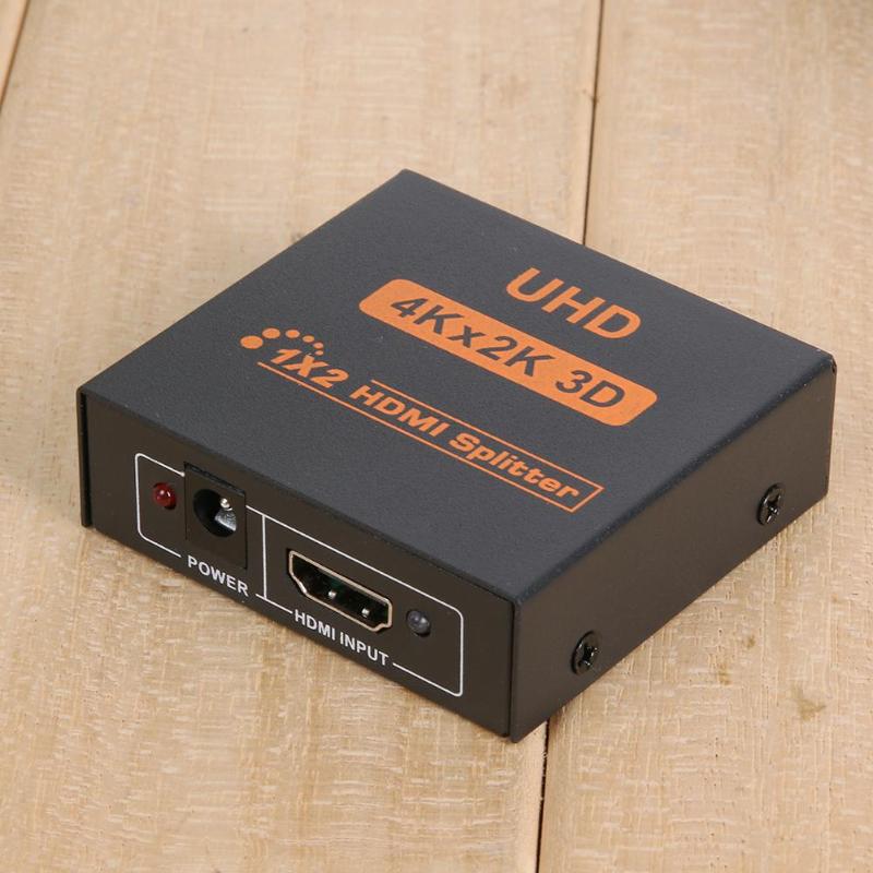 EU Plug Power Adapter Metal Cased UHD 3D 4K 2K Full HD 1080p 1x2 HDMI Splitter 2 Port Hub 1 to 2 HDMI Video Splitter - ebowsos