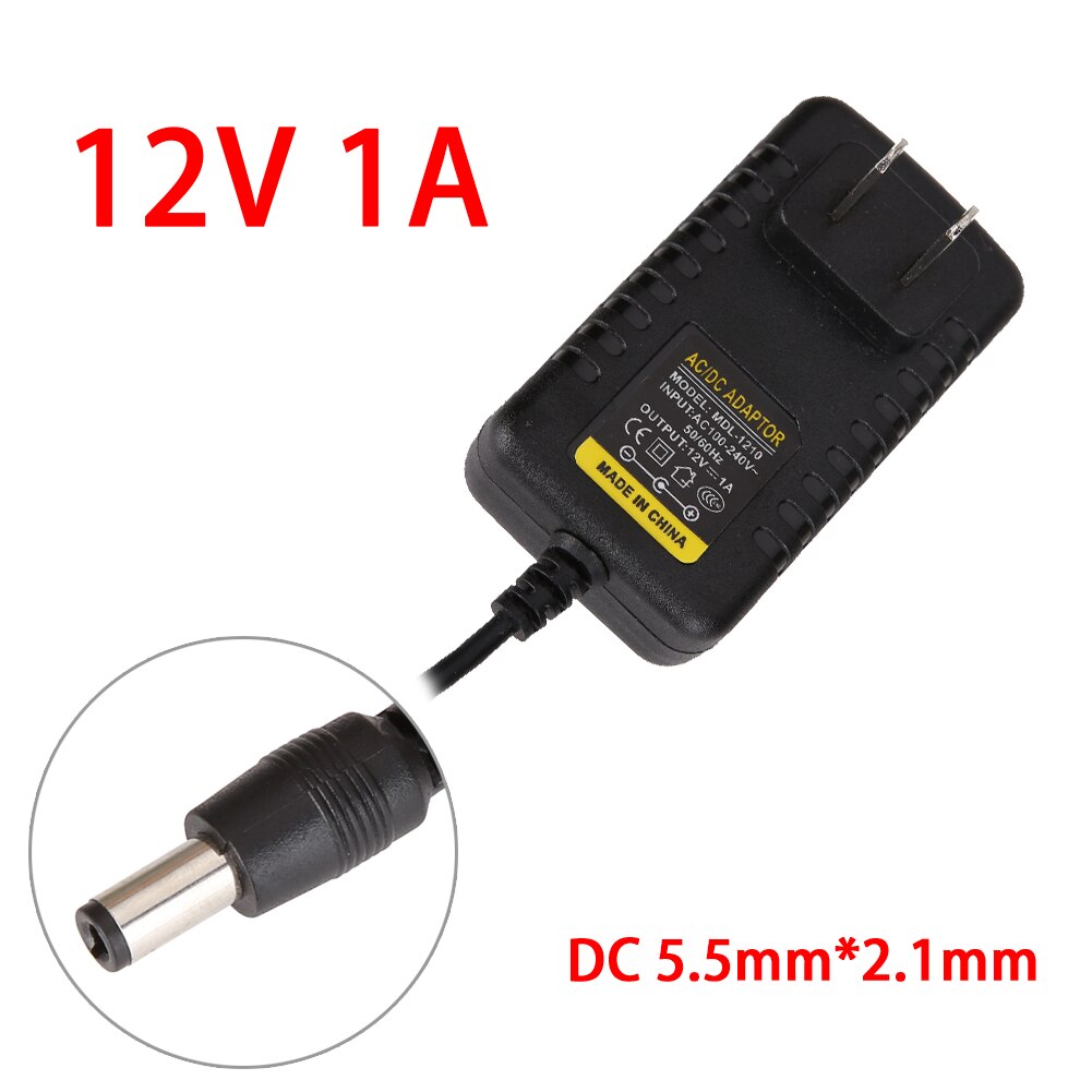 EU UK US Plug Standard AC to DC 5.5mmx2.1mm 5.5mmx2.5mm AC 110-240V 50/60Hz Input 12V 1A Output Switching Power Supply Adapter - ebowsos