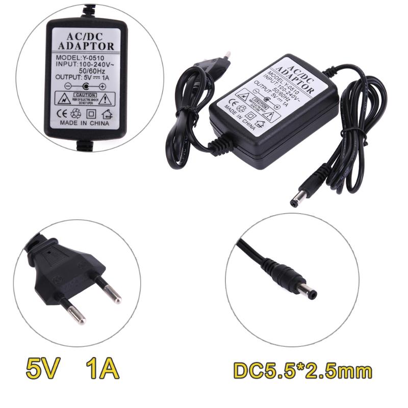 EU/US Plug AC to DC Power Adapter 5V 1A Dual Cable Converter Universal 5.5x2.1-2.5mm Power Supply Adapter - ebowsos