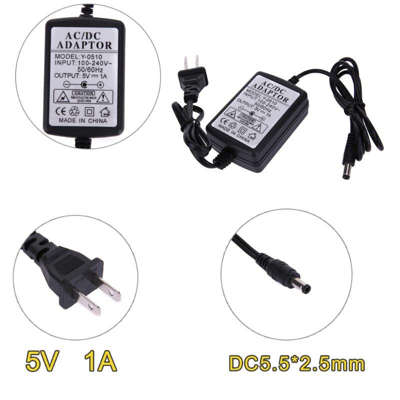 EU/US Plug AC to DC Power Adapter 5V 1A Dual Cable Converter Universal 5.5x2.1-2.5mm Power Supply Adapter - ebowsos