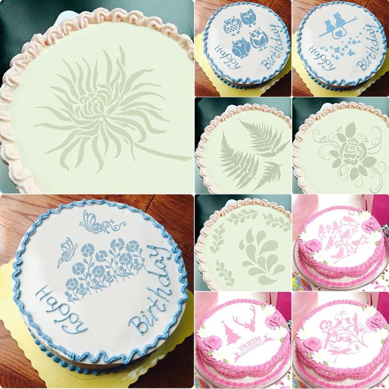 Eco-Friendly DIY Cake Flower Spray Mold Stencils Birthday Cake Plastic Mould Fondant Template Decorating Bakery Tool Accessories - ebowsos