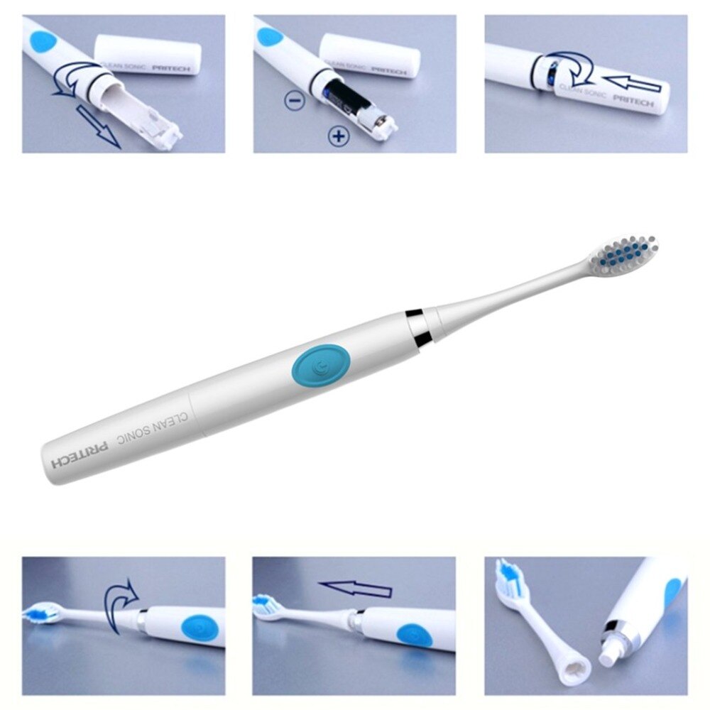 Electric Toothbrush with Replacement Heads Battery Operated Waterproof IPX5 Ultrasonic Toothbrush Oral Hygiene Health Products - ebowsos