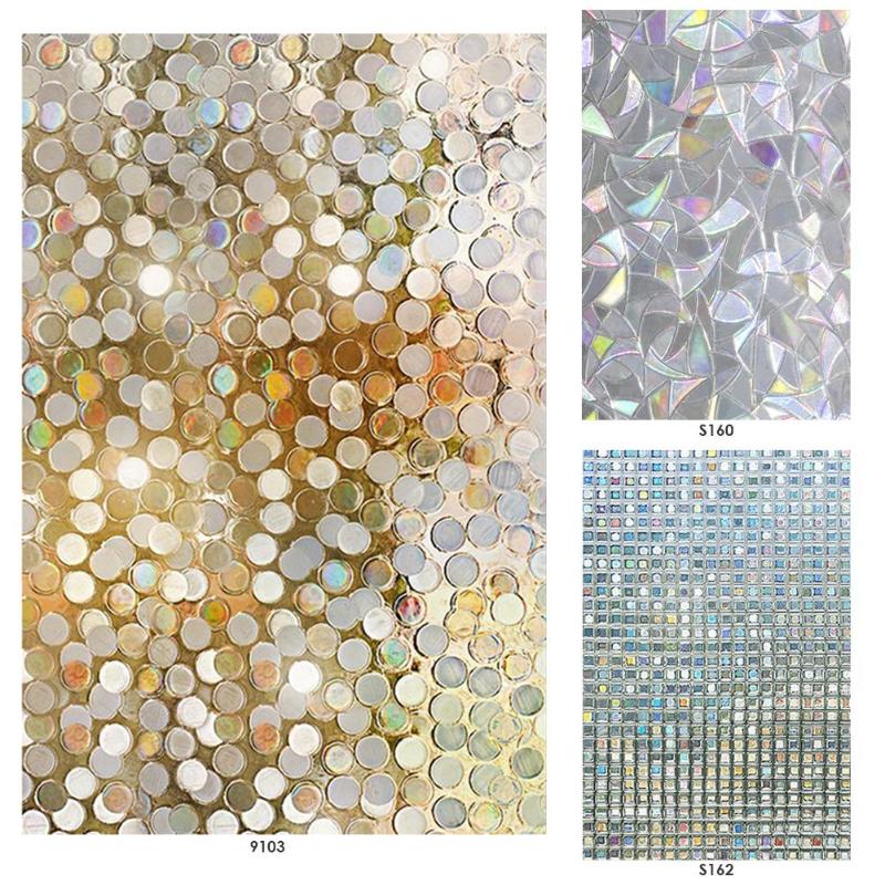 Electrostatic Window Cover Film Reusable Home Decorative No-Glue 3D Static Decorative Window Glass Stickers 1000x450x1mm - ebowsos