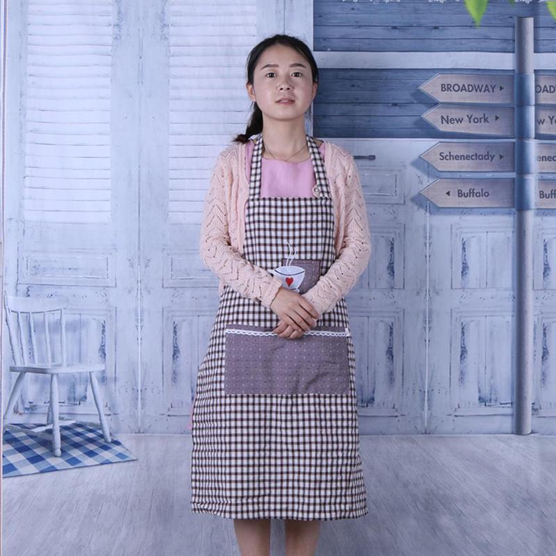 Embroidered Plaid Cotton Apron Kitchen Dining-room Sanitary Clothes Apron Women Cooking Plaid Kitchen Dining-room Apron New - ebowsos