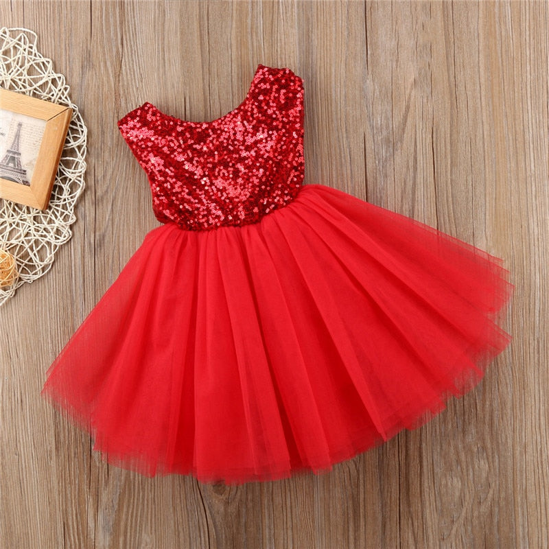 Kids Baby Girl Princess Dress Tutu Tulle Back Hollow Out Party Dress Pink Red Ball Gown Formal Dresses Outfits - ebowsos