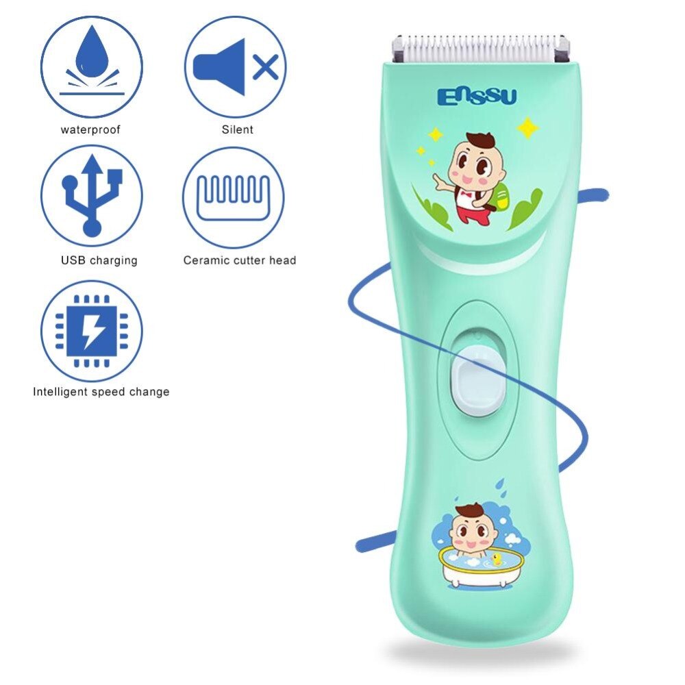 USB Rechargeable Baby Hair Trimmer Electric Low Noise Waterproof Hair Clipper for Kids & Children with Haircut Models-ebowsos