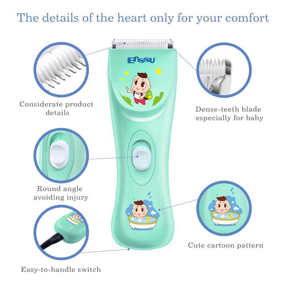 USB Rechargeable Baby Hair Trimmer Electric Low Noise Waterproof Hair Clipper for Kids & Children with Haircut Models-ebowsos