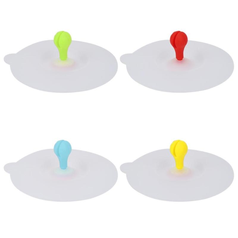 Environmentally Friendl  Heat-Resistant Transparent Tripartite  Leakproof Cup Cover Cute Bean Sprouts Durable Silica Gel - ebowsos