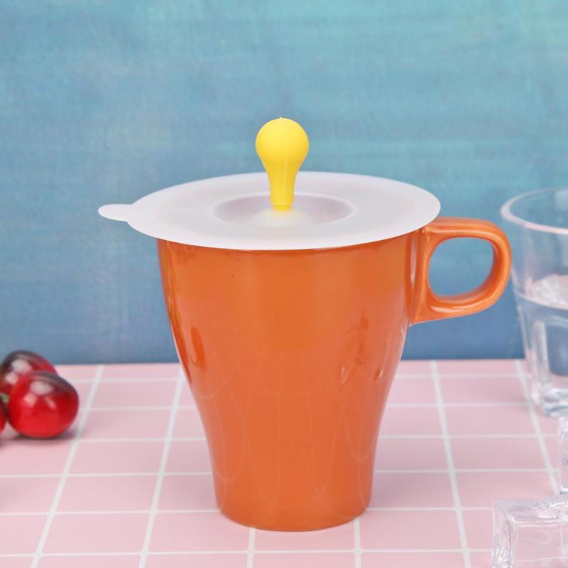 Environmentally Friendl  Heat-Resistant Transparent Tripartite  Leakproof Cup Cover Cute Bean Sprouts Durable Silica Gel - ebowsos