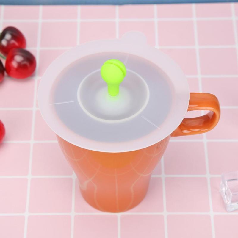 Environmentally Friendl  Heat-Resistant Transparent Tripartite  Leakproof Cup Cover Cute Bean Sprouts Durable Silica Gel - ebowsos