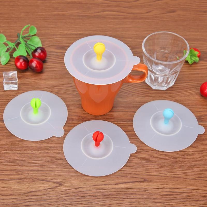 Environmentally Friendl  Heat-Resistant Transparent Tripartite  Leakproof Cup Cover Cute Bean Sprouts Durable Silica Gel - ebowsos