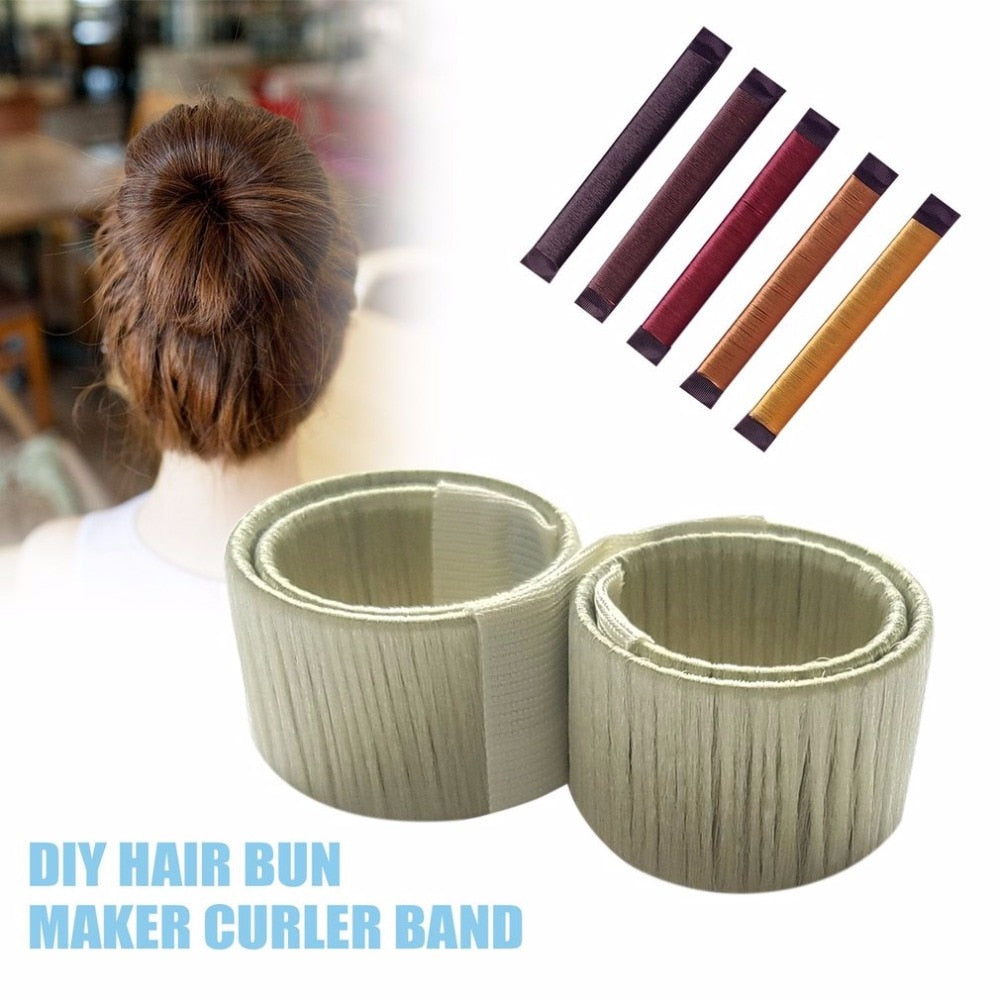 European American Fashion Portable Women Up-do Hair Styling Band DIY Hair Bun Maker Curler Quick Fold Wrap Supplies Hair Braider - ebowsos