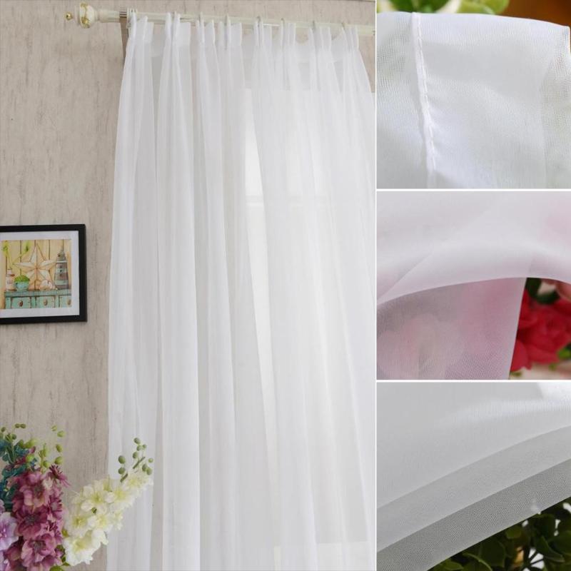 European and American style curtains for living room white Window Screening Solid Door Curtains Drape Panel Sheer Tulle - ebowsos