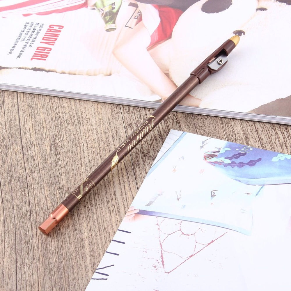 Extra Long Excellence Eyebrow Eye Liner Pencil Brown With Sharpener Lid Facial Cosmetic Make Up Beauty Pencil - ebowsos