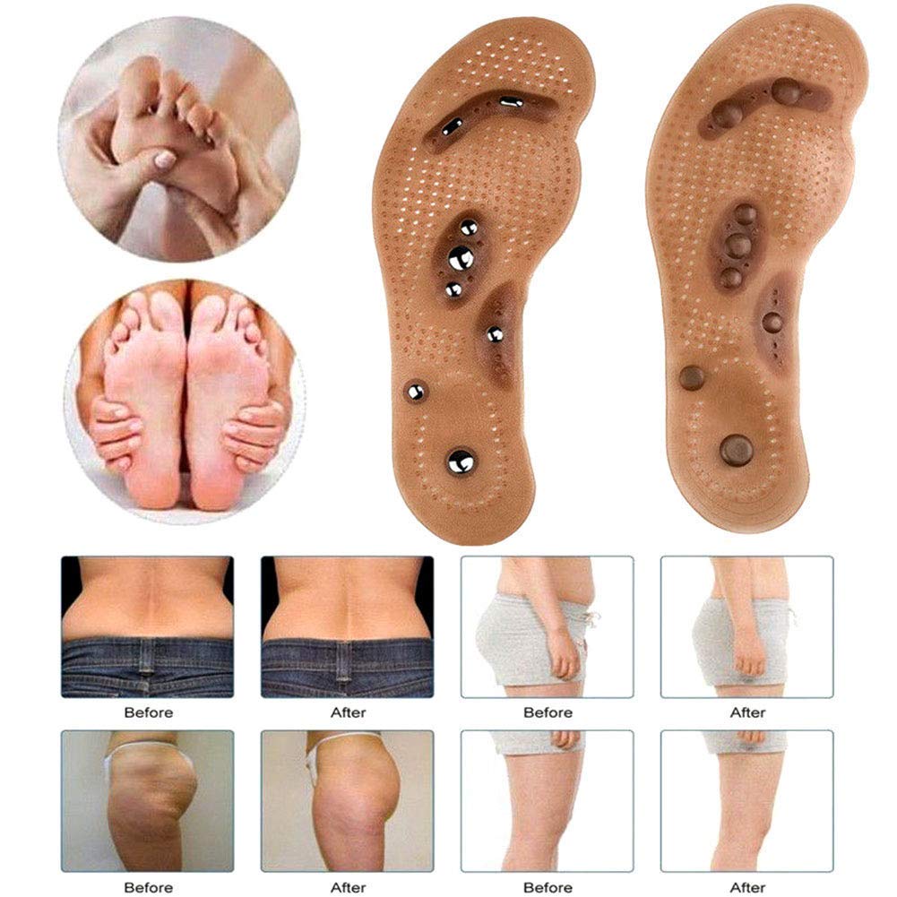 1 Pair Foot Care Cushion Acupressure Slimming Insole Pad Magnetic Massage Shoes Insoles - ebowsos