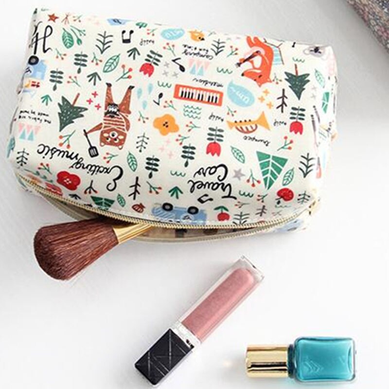 1 Pc Cartoon Cosmetic Bag Pattern Women Make Up Bag Travel Toiletry Bag - ebowsos
