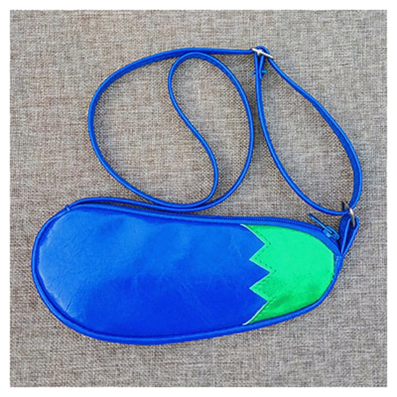 1 dark blue + green PU leather children's cartoon cute eggplant shape shoulder bag / coin purse / Oblique cross bag, 22 * - ebowsos