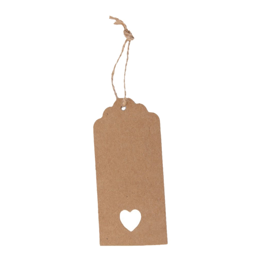 100 pcs Kraft paper Empty card Hand drawing Gift Label Tags Hearts Hollow brown - ebowsos