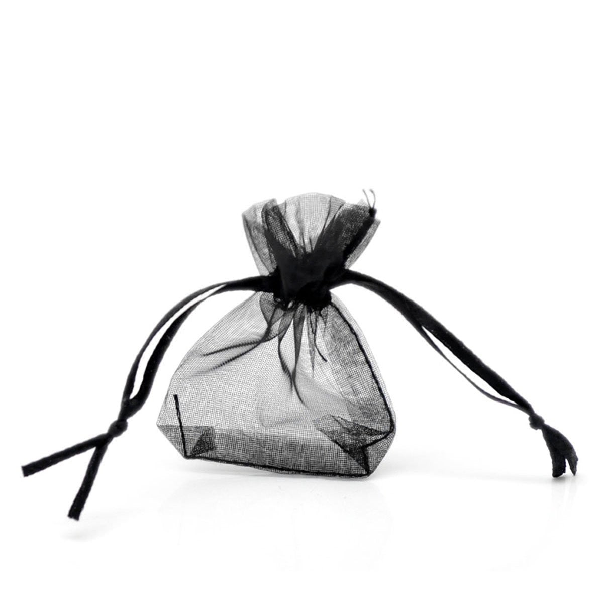 100Pcs bags / pouches made of Organza cord sliding clamp - for wedding, jewelry, gifts black - ebowsos