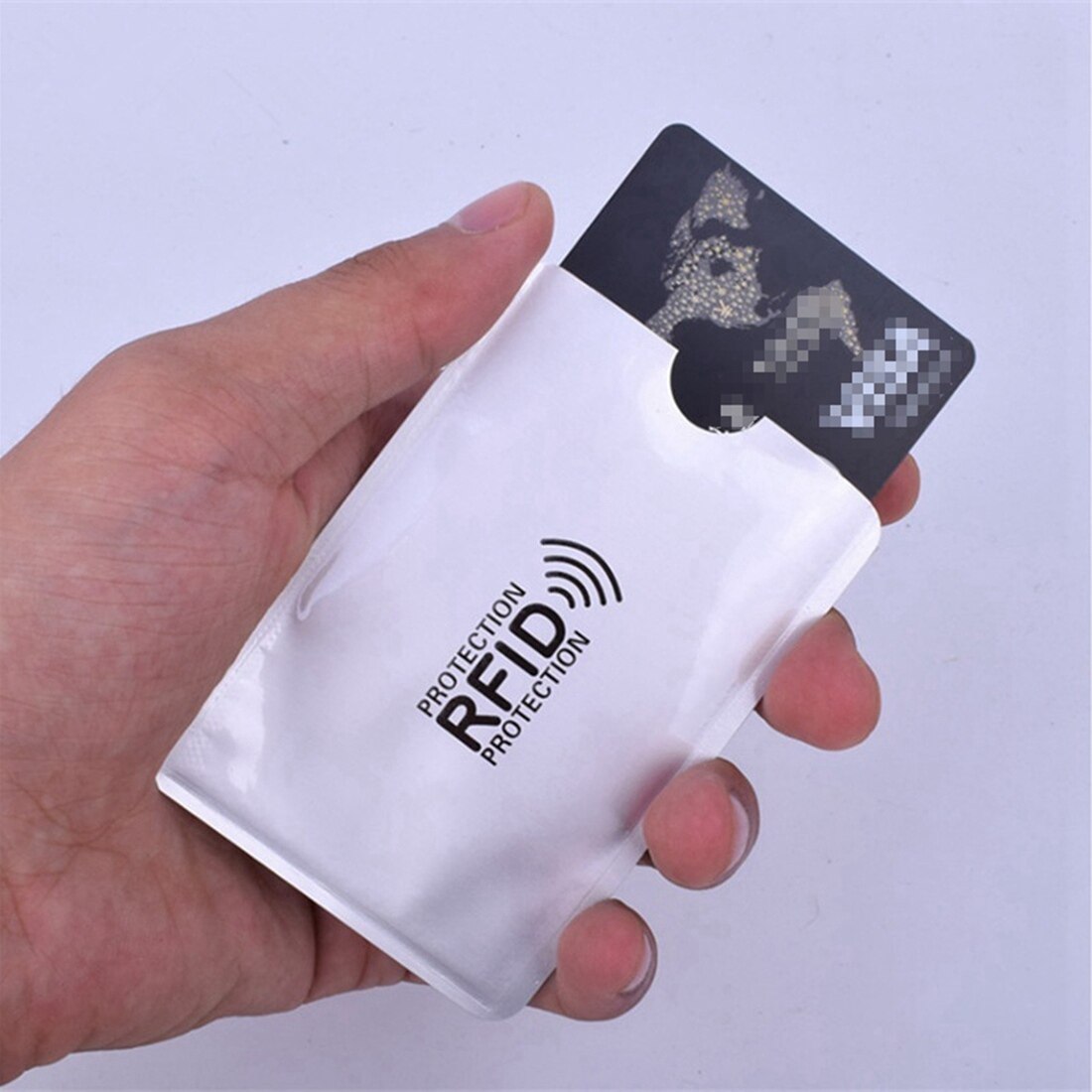 10pcs aluminum foil anti-degaussing card cover RFID shielding bag NFC credit card anti-theft brush ID card protector - ebowsos