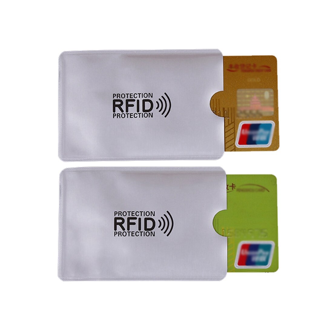 10pcs aluminum foil anti-degaussing card cover RFID shielding bag NFC credit card anti-theft brush ID card protector - ebowsos