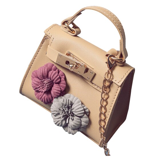 1x Black PU leather female mini flower chain bag / shoulder diagonal bag / handbag - ebowsos